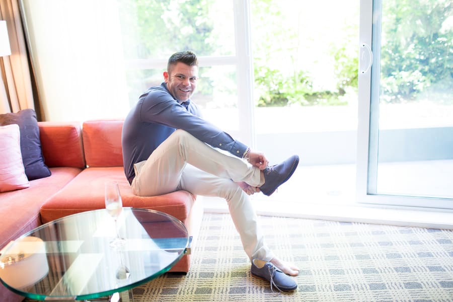 Groom Getting ready at Loden Hotel Vancouver